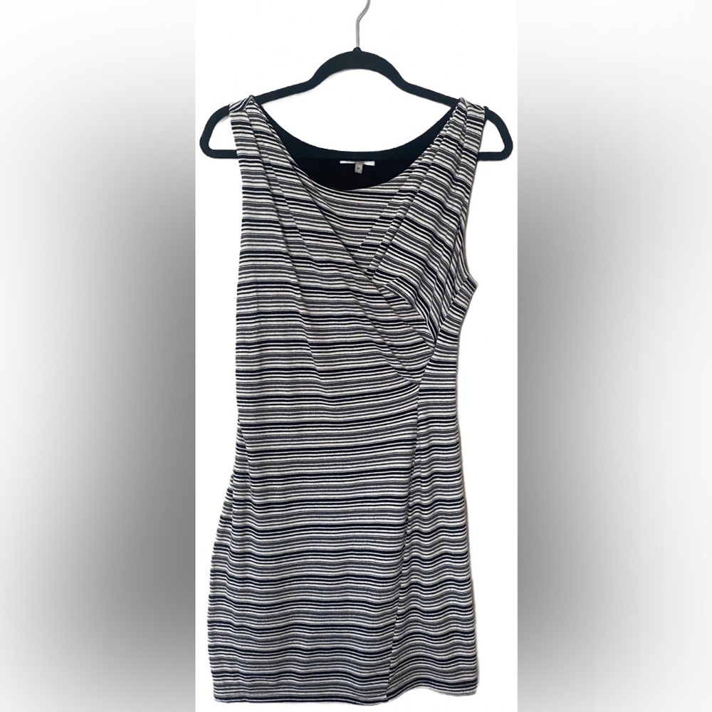 Bordeaux by ANTHROPOLOGIE Dress, Twisted Linears, Size Medium, Black Motif